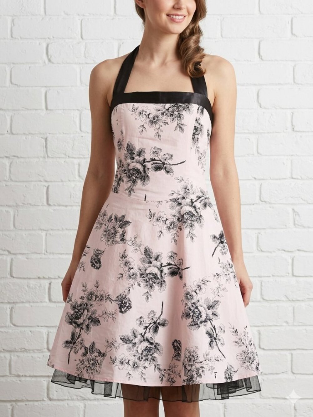 Jessica Floral A-line 100% Cotton Dress | Altered to Size Small | Tie Neck